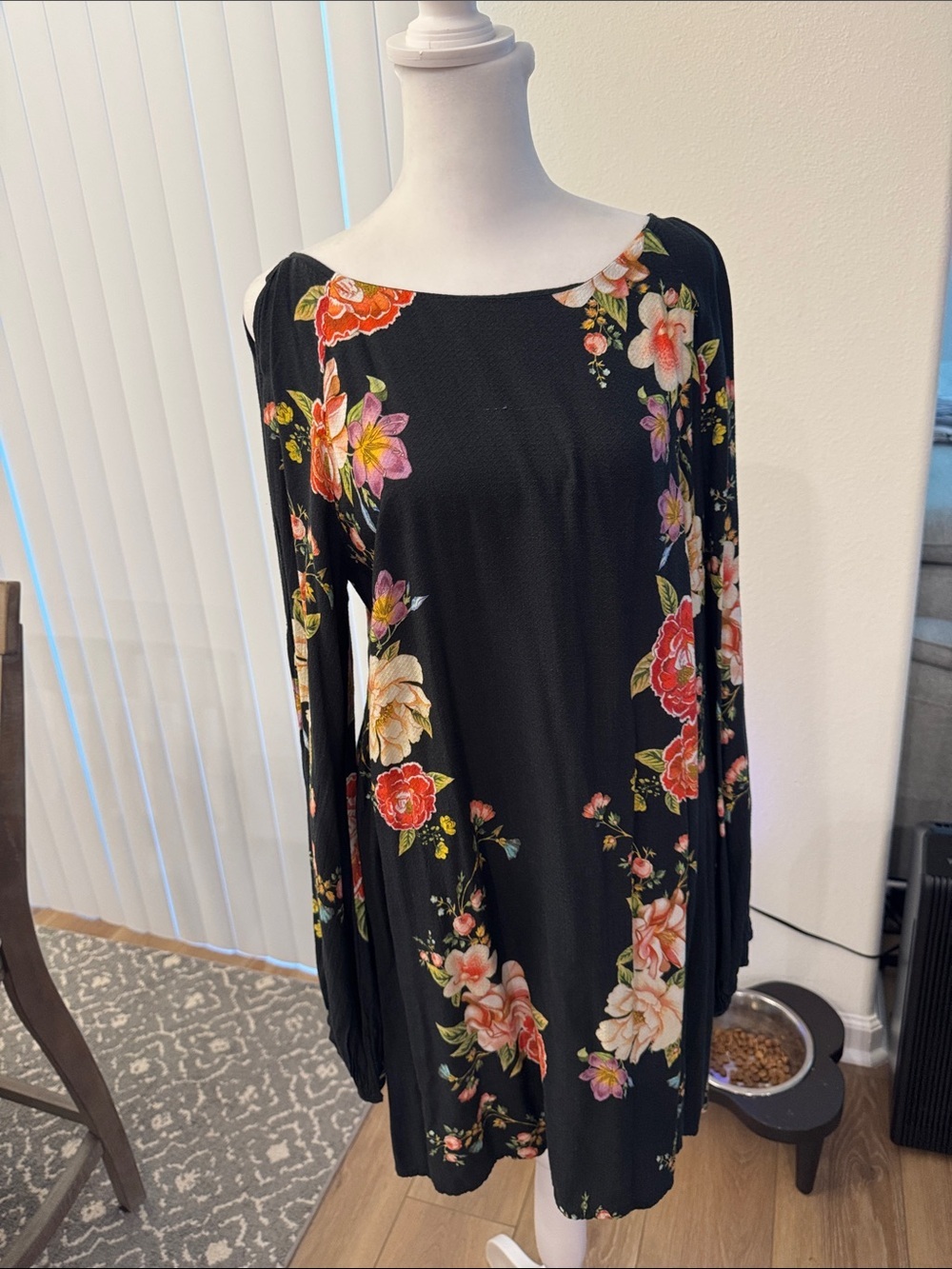 Farm Rio Floral mini dress with long sleeves